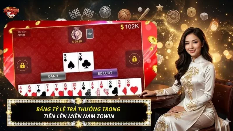 Bảng tỷ lệ thưởng trong quá trình tham gia Tiến Lên Miền Nam